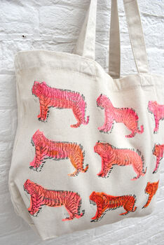 Fluorescent Tiger Canvas Shopper Bag, 3 of 5