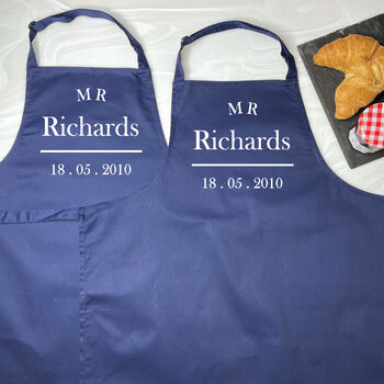 Personalised Arch Wedding Anniversary Couple Aprons, 4 of 7