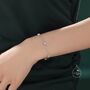 Sterling Silver Trillion Cut Cz Bezel Bracelet, thumbnail 1 of 12