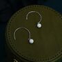 Sterling Silver White Opal Bead Dangle Earrings, thumbnail 1 of 10