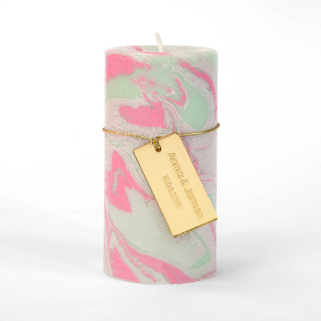 Hand Dipped Mini Marble Wedding Favour Candle By Flamingo Candles