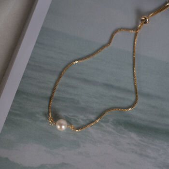 Gold Filled Sliding Pearl Bracelet Adjustable, 4 of 9