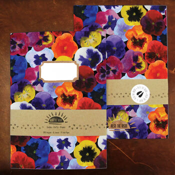 Viola Pansy Print Lined And Plain Notebook Set, 9 of 9