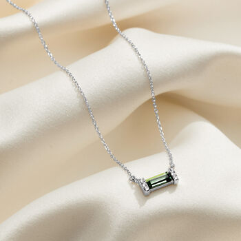 Birthstone Baguette Necklace In Sterling Silver, 6 of 12