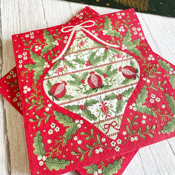 Folklore Red Christmas Paper Napkin X 20, 3 of 5