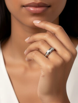 Thick Women's Cigar Ring Band With Stones, 2 of 5