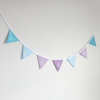 Personalised Aqua And Lilac Name Bunting, 4 of 7