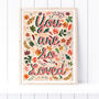 Pink Woodland You Are So Loved Nursery Print, thumbnail 1 of 8
