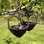 Set Of Two Cast Iron Heart Shaped Bird Seed Feeders, thumbnail 2 of 9