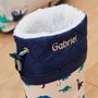 Personalised Grey Dinosaur Print Welly Boots, thumbnail 2 of 4