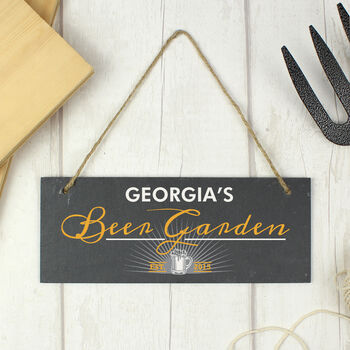 Personalised Beer Garden Printed Hanging Slate Plaque, 5 of 6