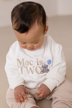 Personalised Embroidered Bear Birthday Sweatshirt Ages One To Seven, 2 of 4