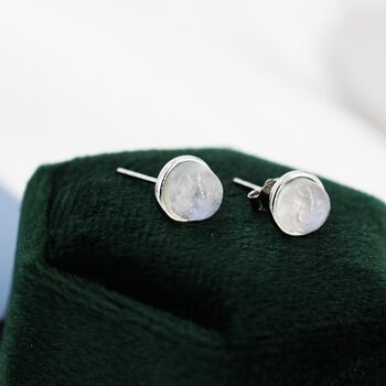 Natural Moonstone Stud Earrings In Sterling Silver, 5 of 12