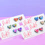 Pink Festival Confetti Love Heart Earrings Studs, thumbnail 5 of 5