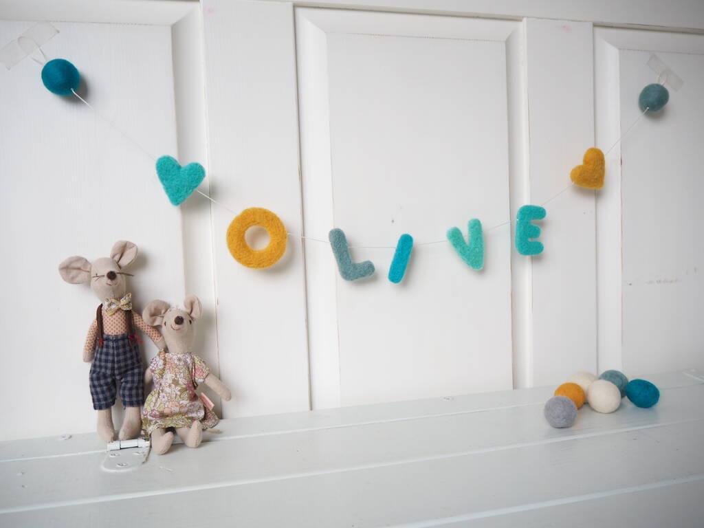 Felted Name Nursery Garland By Brown Betty Blue