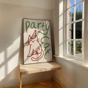 Party Cat Funny Cat Doodle Wall Art Print, 9 of 10