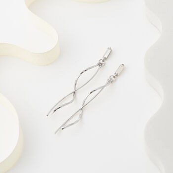 Long Drop Wavy Rod Crystal Earrings, 3 of 3