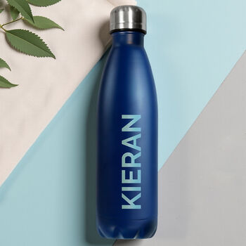 Personalised Bold Name Blue Metal Insulated Drinks Bottle, 3 of 6
