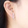 Silver Star Climber Earrings, Star Hanging Earrings, thumbnail 2 of 7