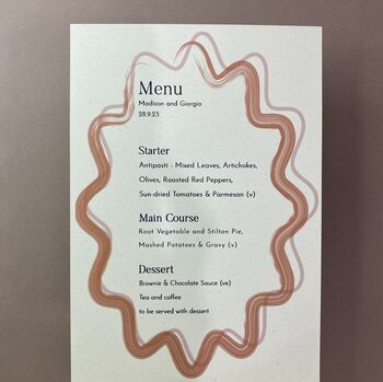Modern, Wavy, Colourful Personalised Menu Cards, 8 of 8