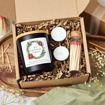 First Christmas In New Home Personalised Candle Gift Wreath Design, 6 of 8