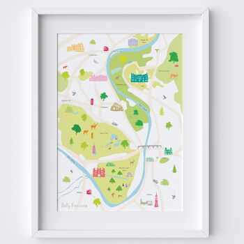 Map Of Hampton Court + Surrounding Area Print, 2 of 5