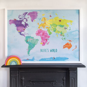 Personalised Childrens World Map Notice Board, 2 of 8