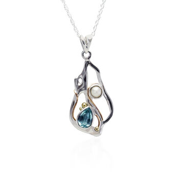 Blue Topaz And Freshwater Pearl Pendant, 4 of 7