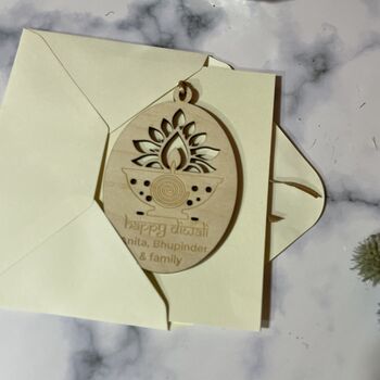 Personalised Wooden Diwali Gift Card, 3 of 9