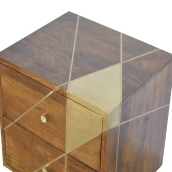 Mango Wood Geometric Bedside Table, 6 of 9
