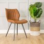 Lola Ribbed Dining Chair Tan Vegan Leather Set Of Two, thumbnail 1 of 7