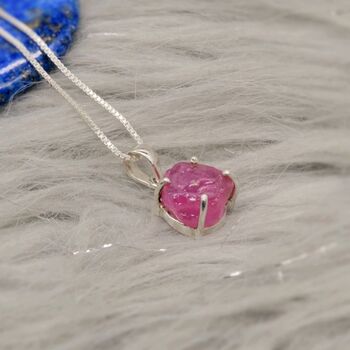 Raw Ruby Pendant Sterling Silver Chain Necklace, 3 of 12