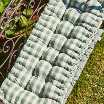 Green Gingham Garden Bench Cushion, 3 of 5