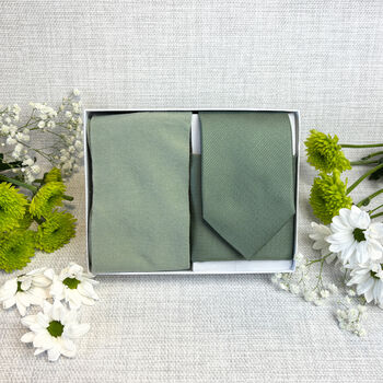 Dark Sage Textured Wedding Tie Set, 4 of 6