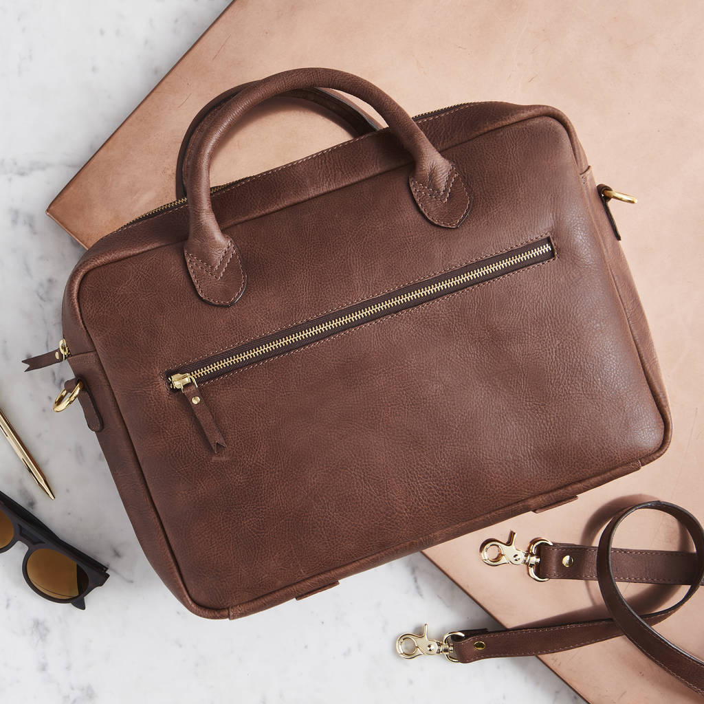 luxury leather laptop bag by vida vida | notonthehighstreet.com