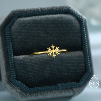 Tiny Snowflake Ring In Sterling Silver, 5 of 12