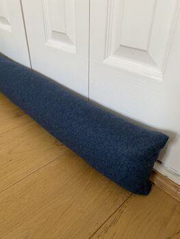 Blue Tweed Draught Excluder, Door Draught Stopper, 4 of 4