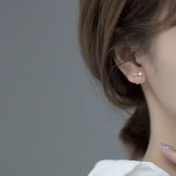 Sterling Silver Crystal Chain Dangle Stud Earrings, 2 of 6