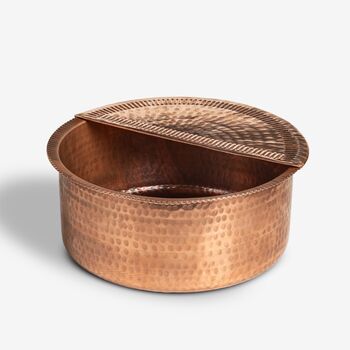 Unlacquered Solid Copper Pedicure Bowl With Footrest, 350 Mm Diameter, 2 of 5
