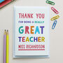 Personalised Thank You Teacher Card, thumbnail 4 of 6