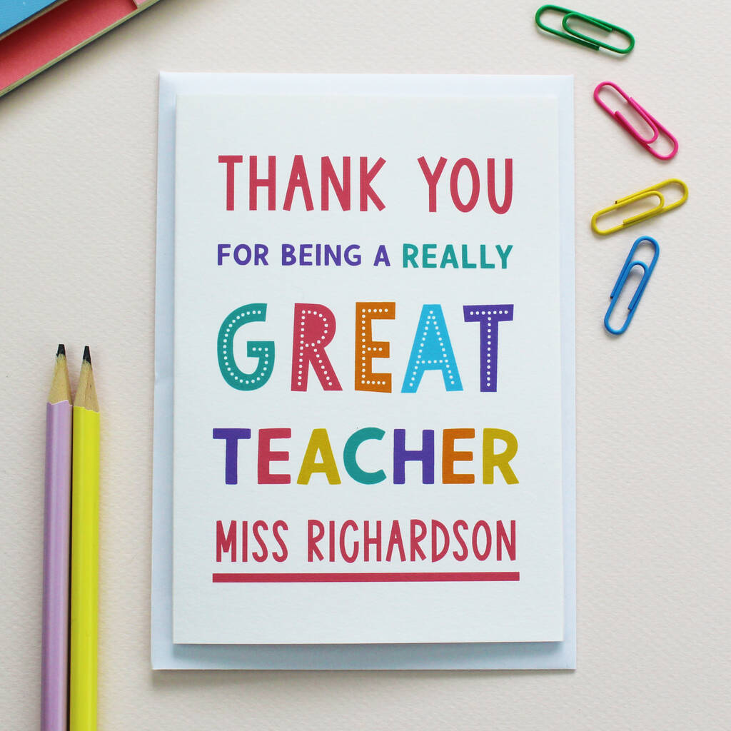 Personalised Thank You Teacher Card By Evansly Lane