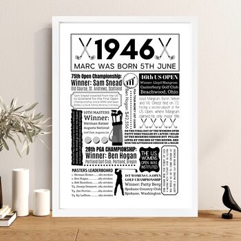 1946 Personalised 80th Birthday Golf Print, 2 of 10