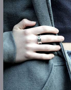 Sterling Silver Gemstone Drum Ring, 9 of 9