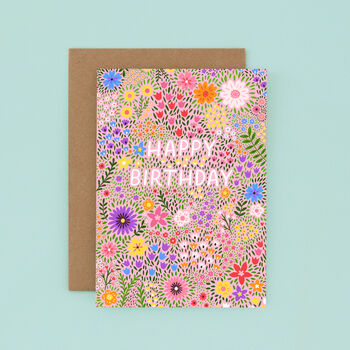 Floral Birthday Card For Women, Pink Flowers, For Her, 2 of 3