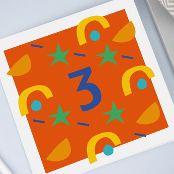 3rd Birthday Card, Card For Three Year Old, Unisex, 3 of 4