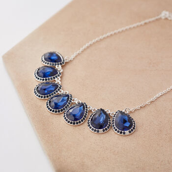 Blue Teardrop Crystal Pendant Necklace, 3 of 3