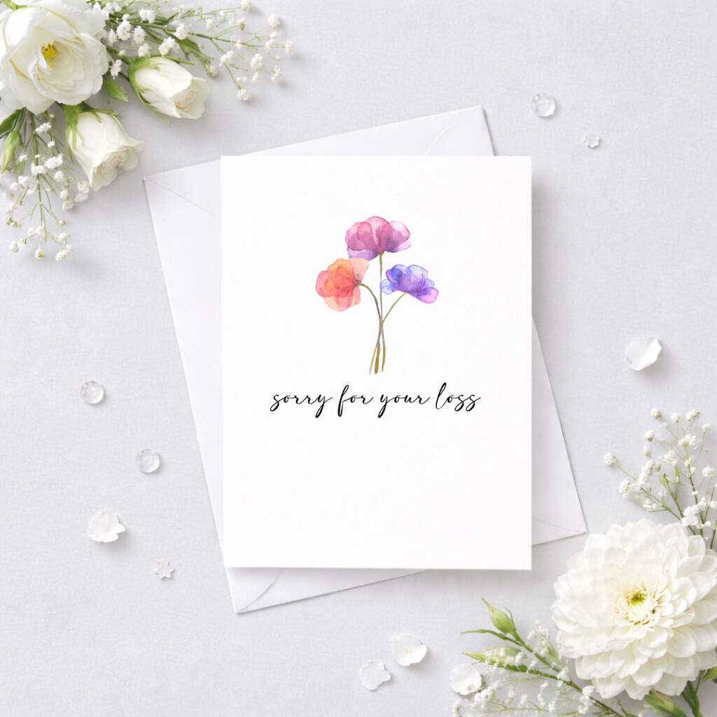 Sorry For Your Loss Sympathy Card Floral Design, 1 of 4
