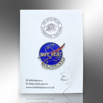 Not Flat We Checked Enamel Lapel Pin Badge, Science Gifts, Gifts For Stem Teachers, 4 of 8