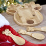 Personalised Reindeer Bamboo Christmas Plate Set, thumbnail 2 of 6