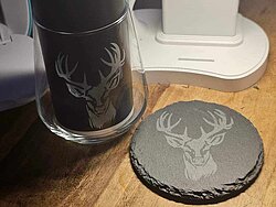 Etched slate and glass